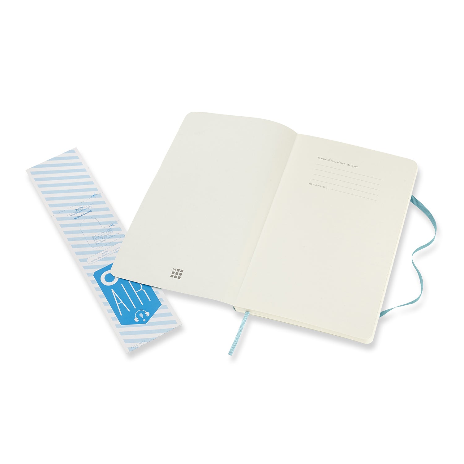 Moleskine Notizbuch – A5 – 192 Seiten – 70 g/m² – Softcover, Gummiband, Einstecktasche, Hellblau, FSC