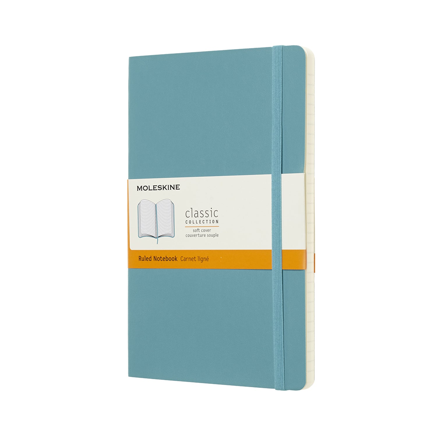 Moleskine Notizbuch – A5 – 192 Seiten – 70 g/m² – Softcover, Gummiband, Einstecktasche, Hellblau, FSC