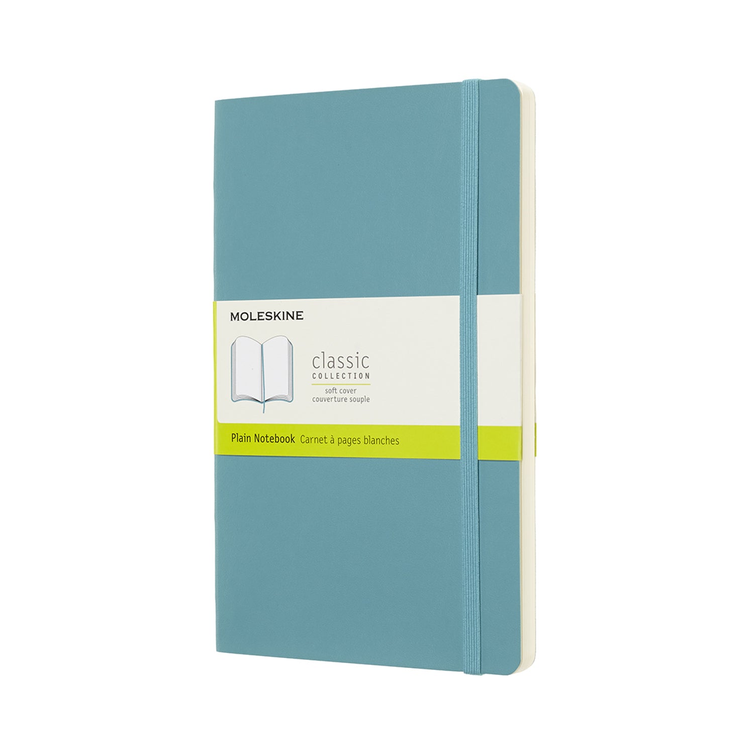 Moleskine Notizbuch – 130 × 210 mm – blanko – 70 g/m² – Softcover, Gummiband, Einstecktasche, blau, FSC