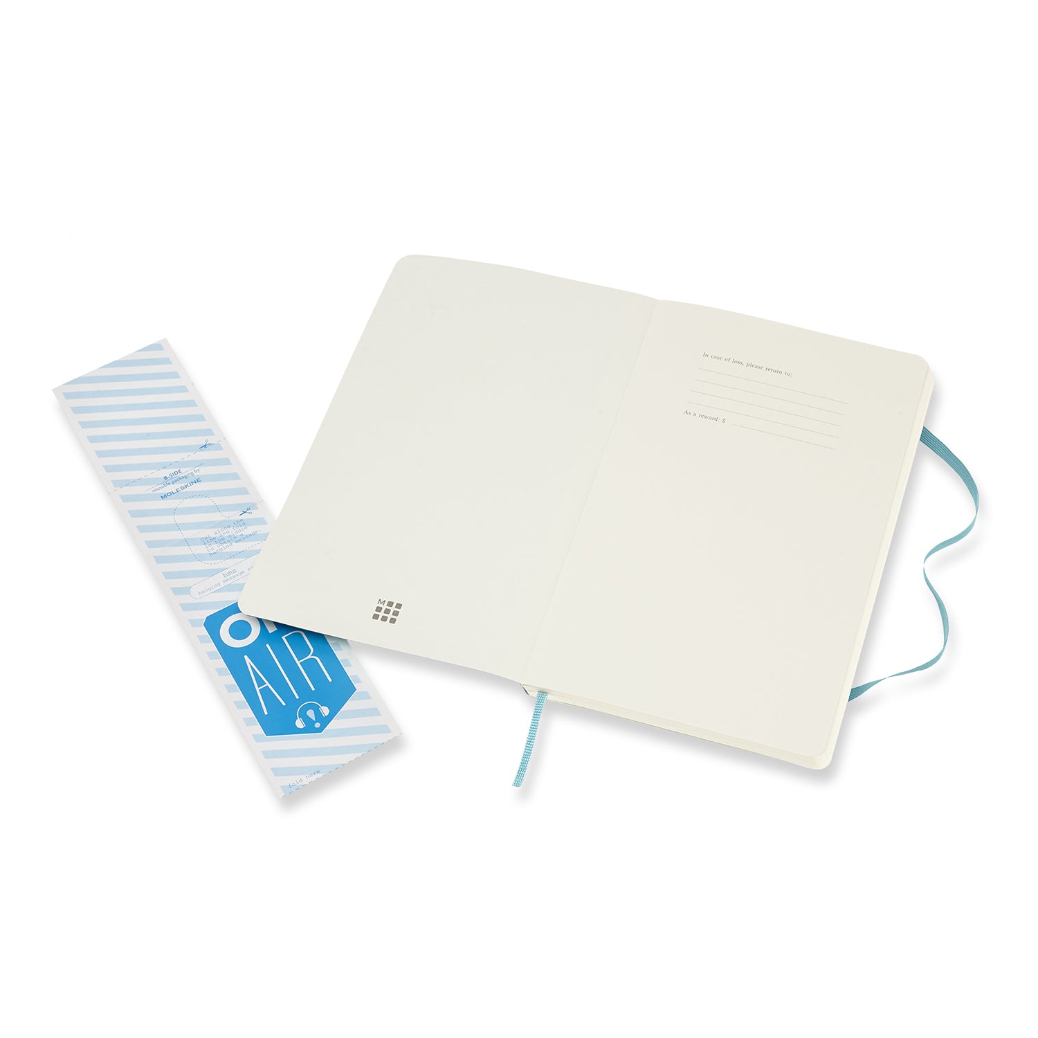 Moleskine Notizbuch – 130 × 210 mm – blanko – 70 g/m² – Softcover, Gummiband, Einstecktasche, blau, FSC