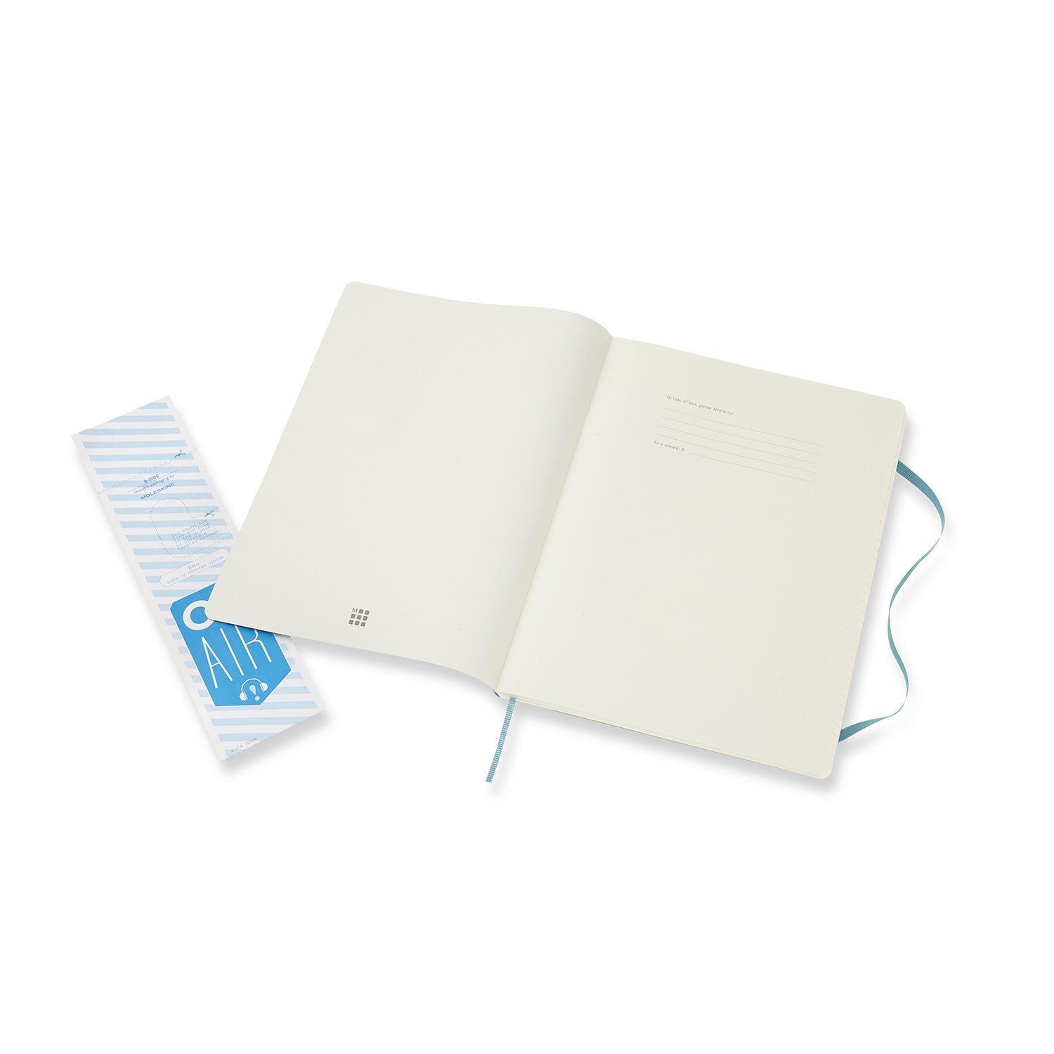 Moleskine Notizbuch, 190 × 250 mm, liniert, Fadenheftung, Softcover, 192 Seiten, 70 g/m² – hellblau