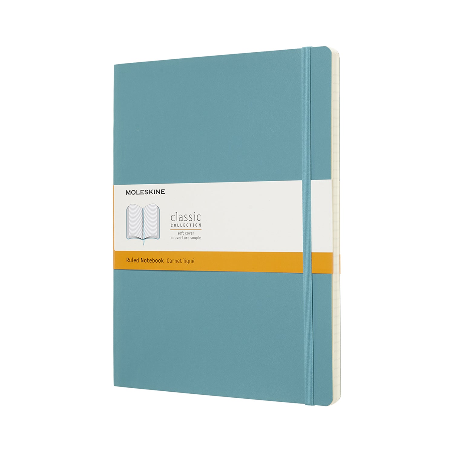Moleskine Notizbuch, 190 × 250 mm, liniert, Fadenheftung, Softcover, 192 Seiten, 70 g/m² – hellblau