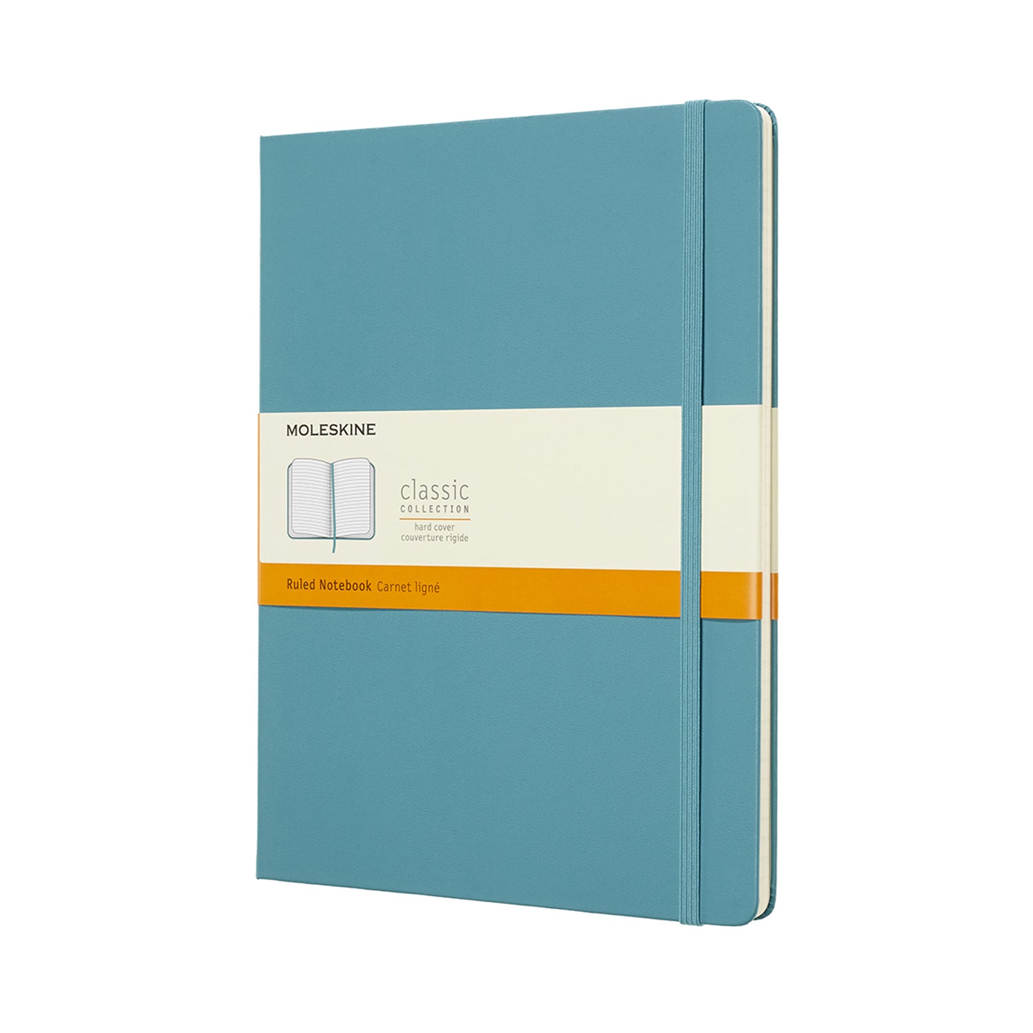 Moleskine Notizbuch – 190 × 250 mm – liniert – 70 g/m² – Hardcover, Gummiband, Innentasche, Blau, FSC