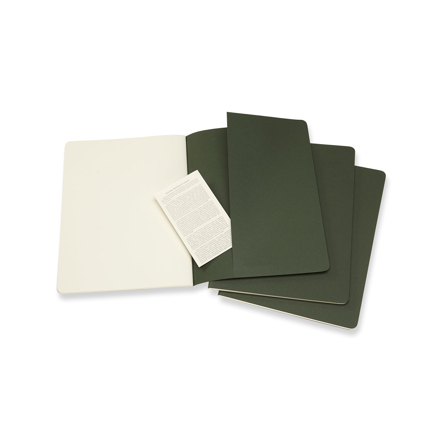 Moleskine Notizheft – 190 × 250 mm – blanko – Softcover, Einstecktasche, grün, 3 Stück