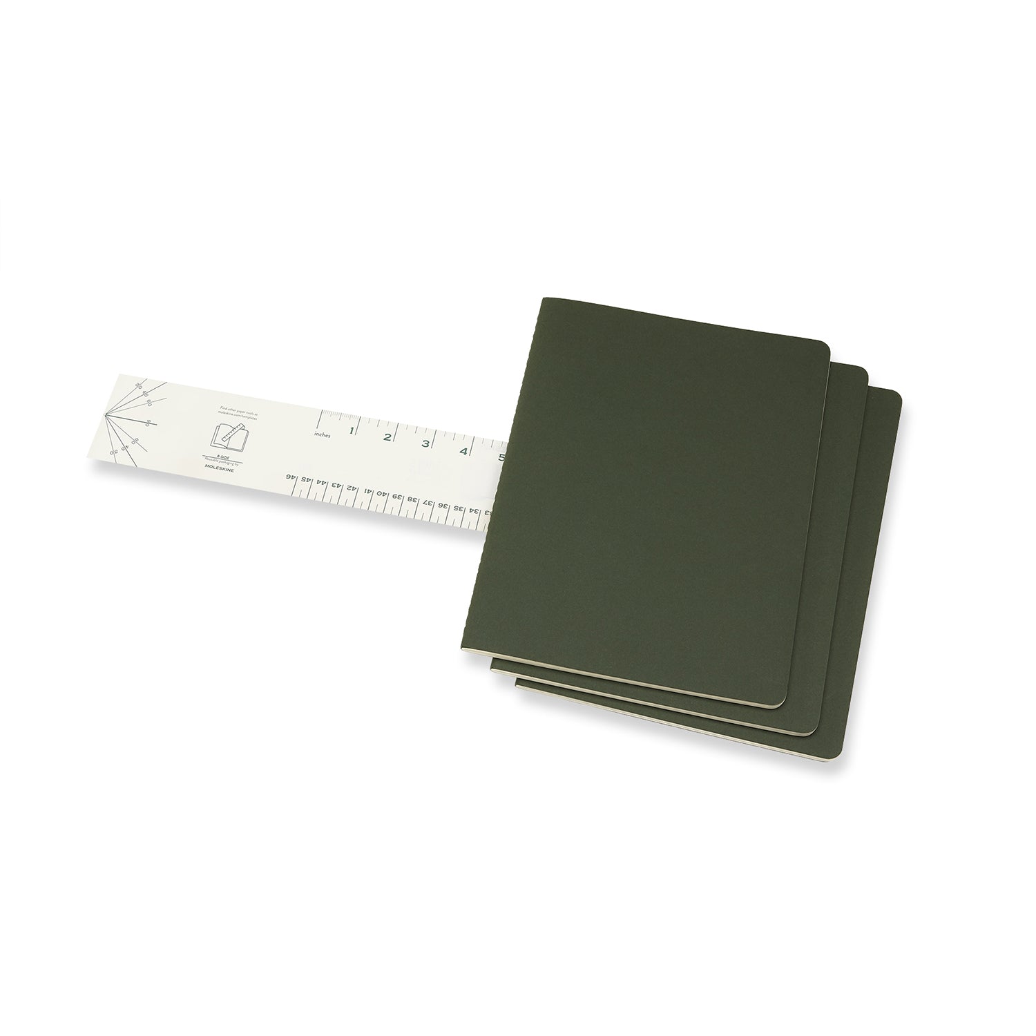 Moleskine Notizheft – 190 × 250 mm – blanko – Softcover, Einstecktasche, grün, 3 Stück