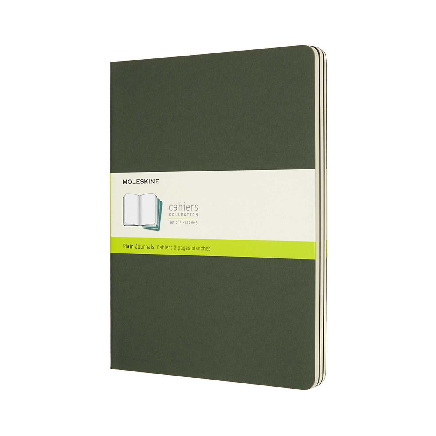 Moleskine Notizheft – 190 × 250 mm – blanko – Softcover, Einstecktasche, grün, 3 Stück