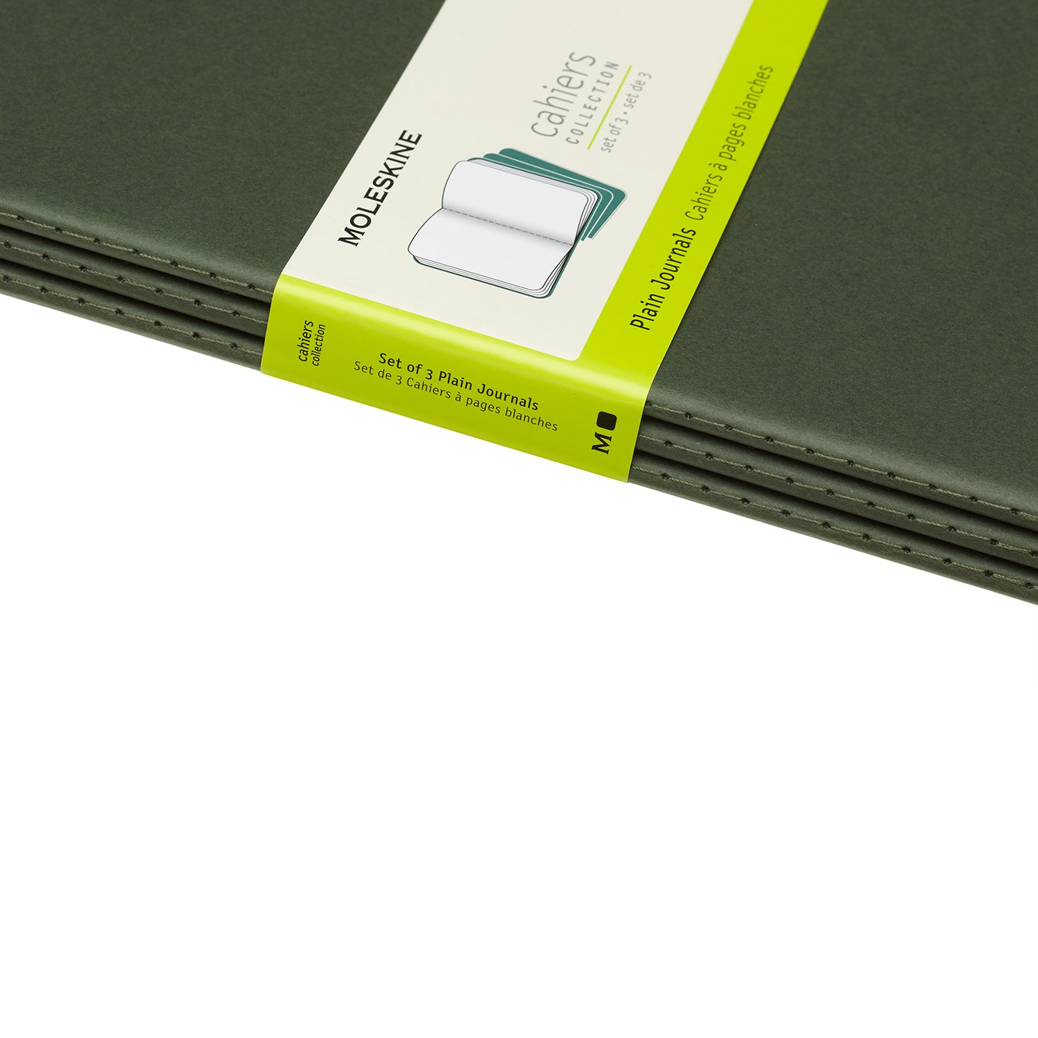 Moleskine Notizheft – 190 × 250 mm – blanko – Softcover, Einstecktasche, grün, 3 Stück