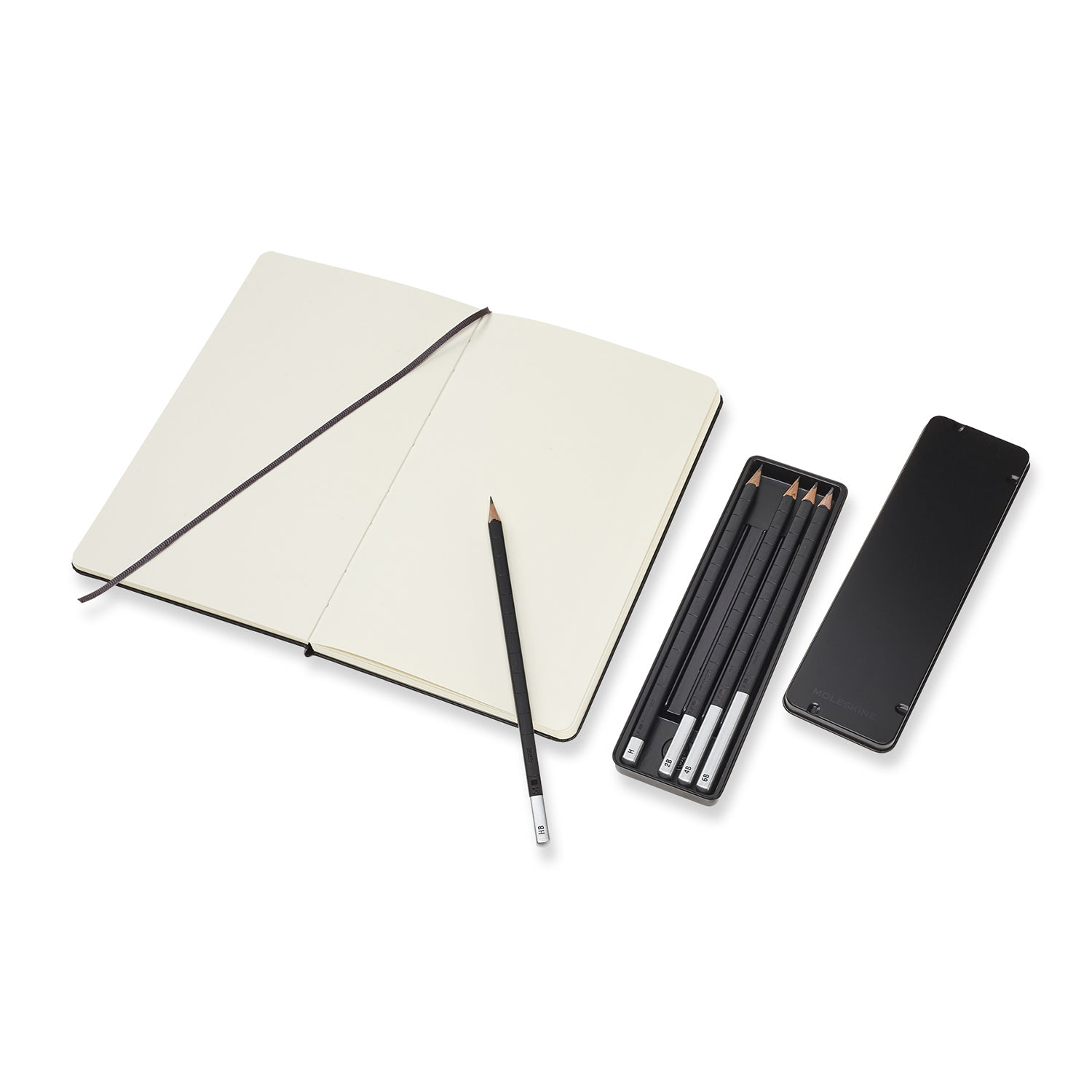 Moleskine Skizzenbuch – 165 g/m² – Hardcover – mit Gummiband – elfenbeinweisses Papier – Schwarz