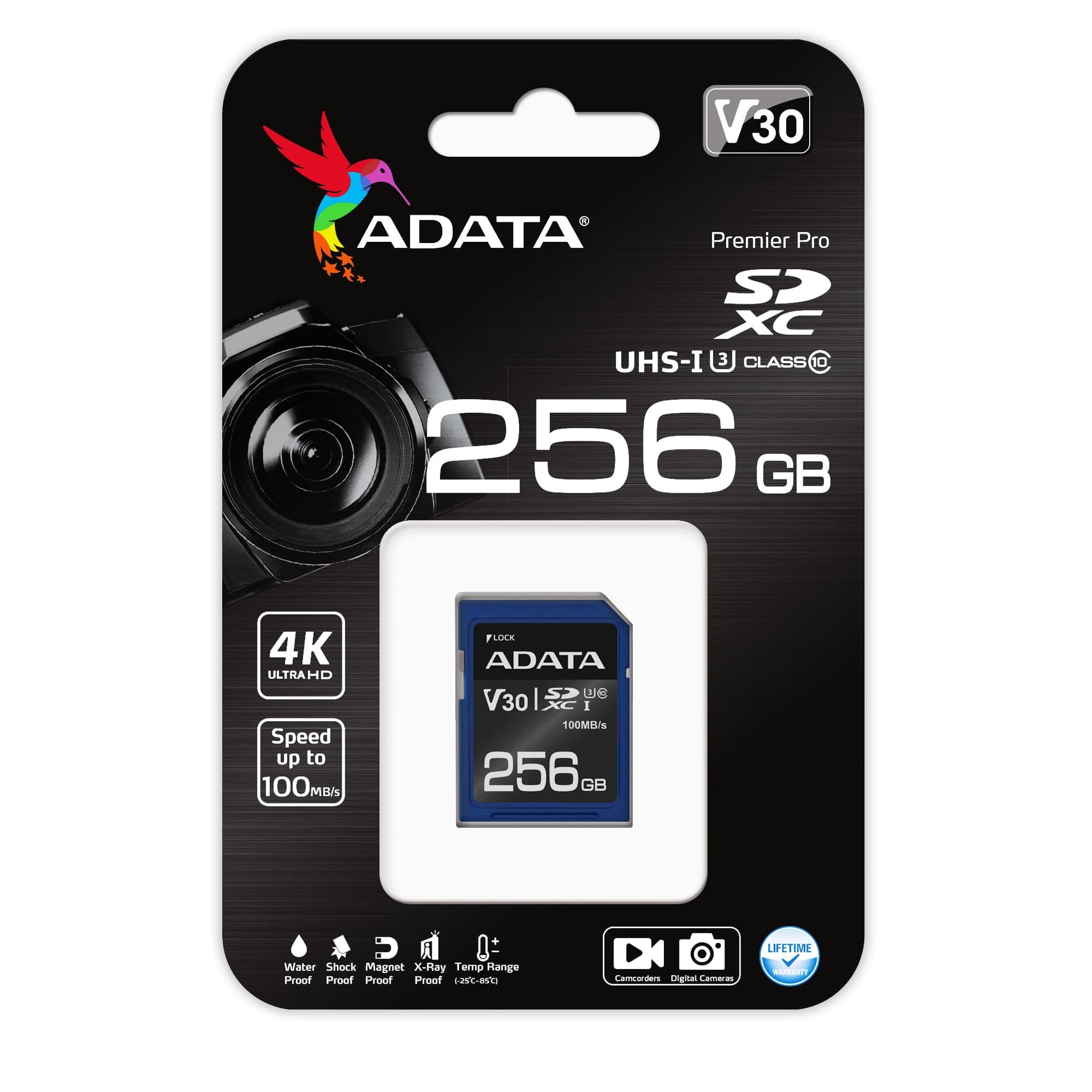 ADATA ASDX256GUI3V30S-R SDXC 256 GB – UHS-I, Klasse 10, U3, V30, 100/60 MB/s