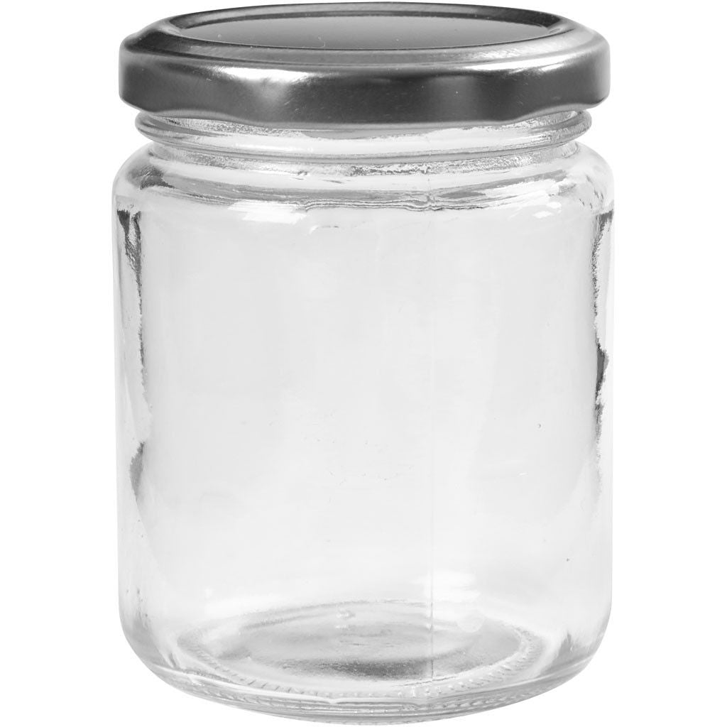 Creativ Company Glasbehälter – 12er Set, 240 ml, Ø 6,8 cm, H 9,1 cm, Glas, Transparent, mit Schraubdeckel