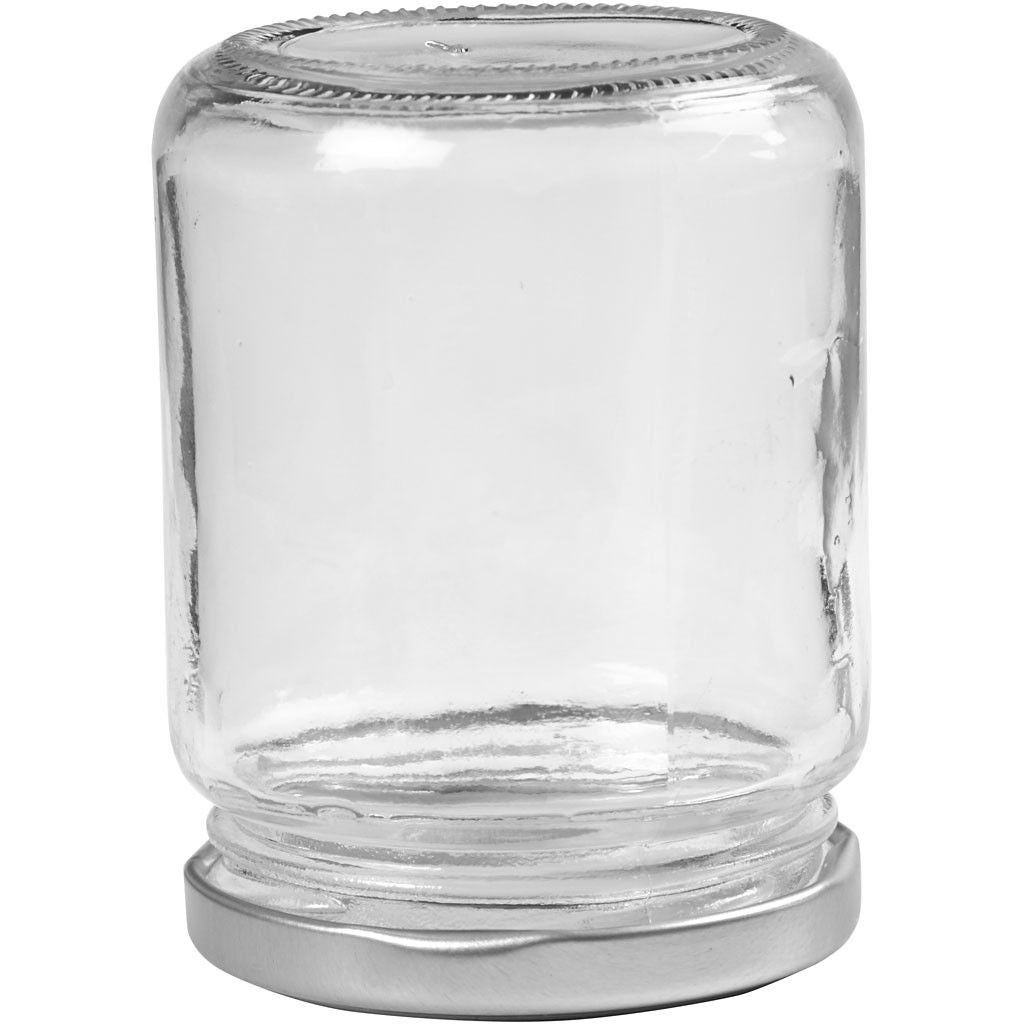 Creativ Company Glasbehälter – 12er Set, 240 ml, Ø 6,8 cm, H 9,1 cm, Glas, Transparent, mit Schraubdeckel