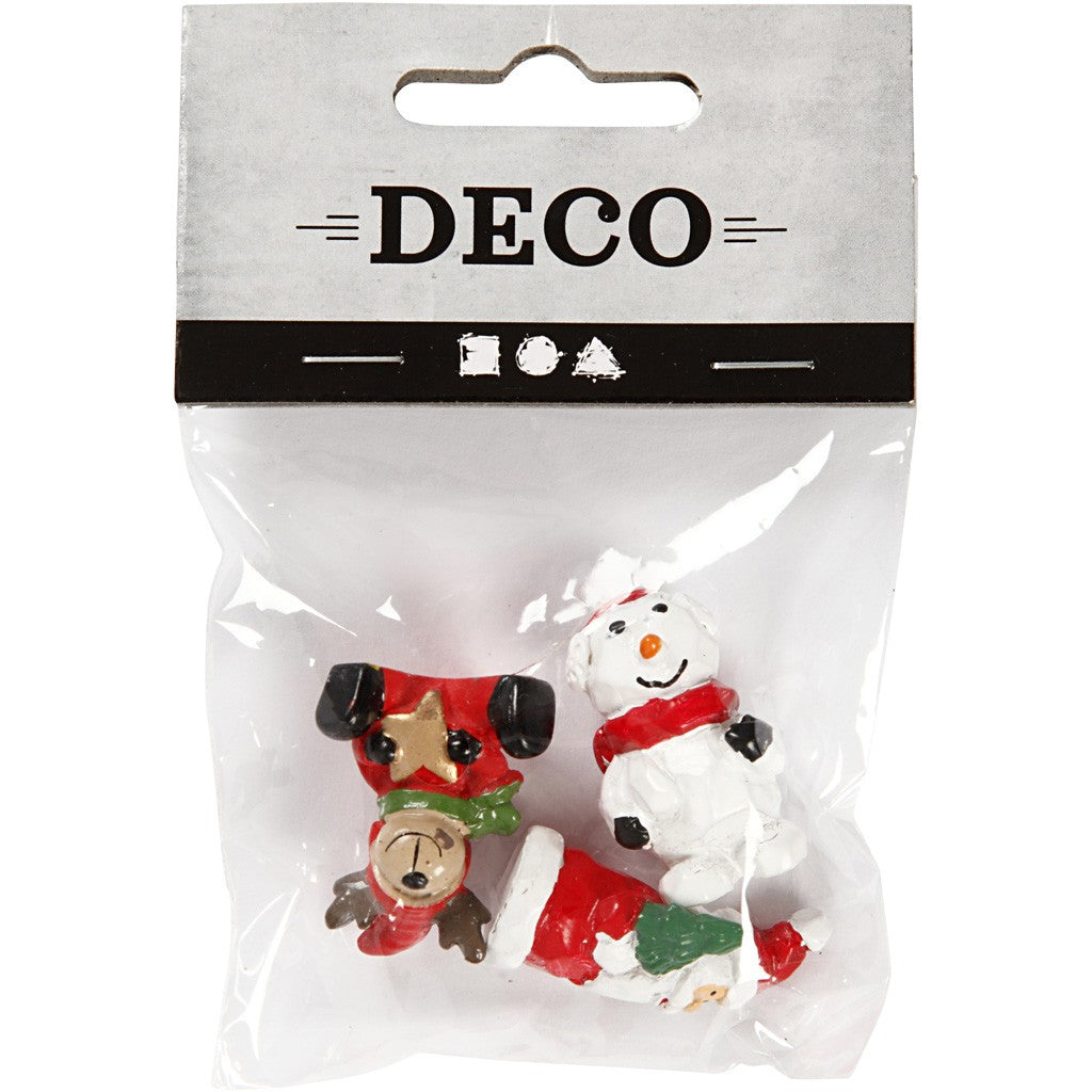 Creativ Company Miniaturfiguren, Harz, Schwarz, Grün, Rot, Weiss, 35 × 10 mm, 3 Stk., Weihnachten, 69840