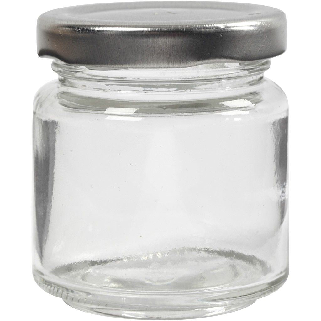 Creativ Company Glas – 12er Set, 100 ml, Ø 5,7 cm, H 6,5 cm, Transparent, mit Schraubdeckel