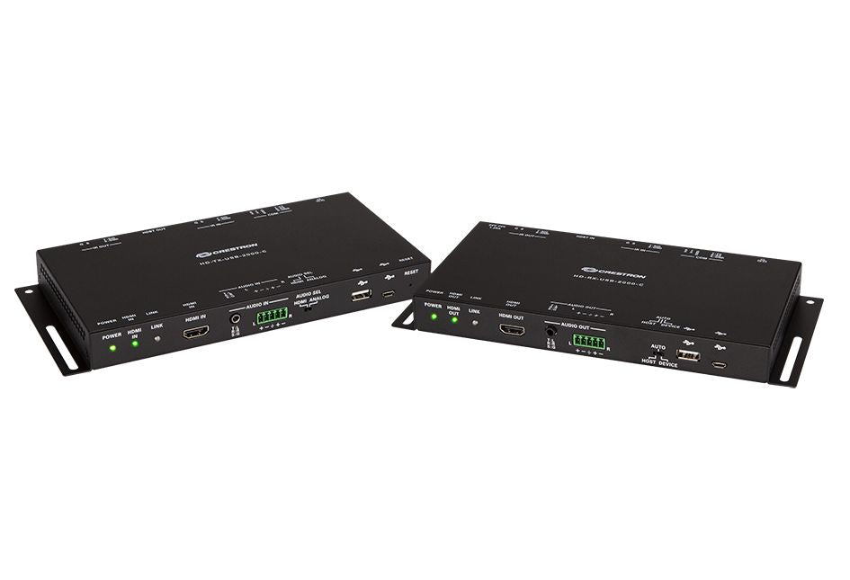Crestron HD-EXT-USB-2000-C – HDBaseT HDMI Extender-Set, 1× HDMI Ein / 1× HDMI Aus, 1× USB 2.0 (Micro-B), 4K, IR