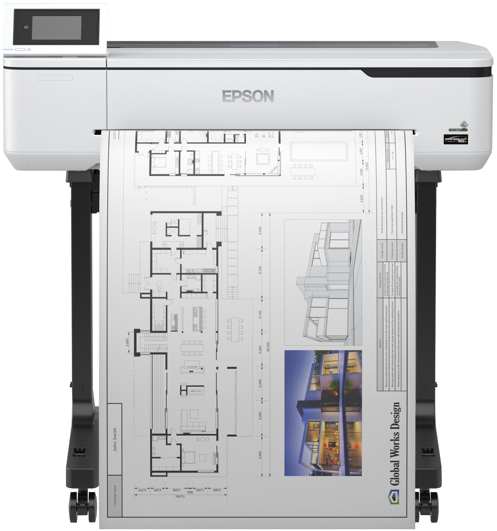 Epson SureColor SC-T3100 – Grossformatdrucker 24", Farbe, mit Stand, LAN/WLAN/USB, 2400 × 1200 dpi