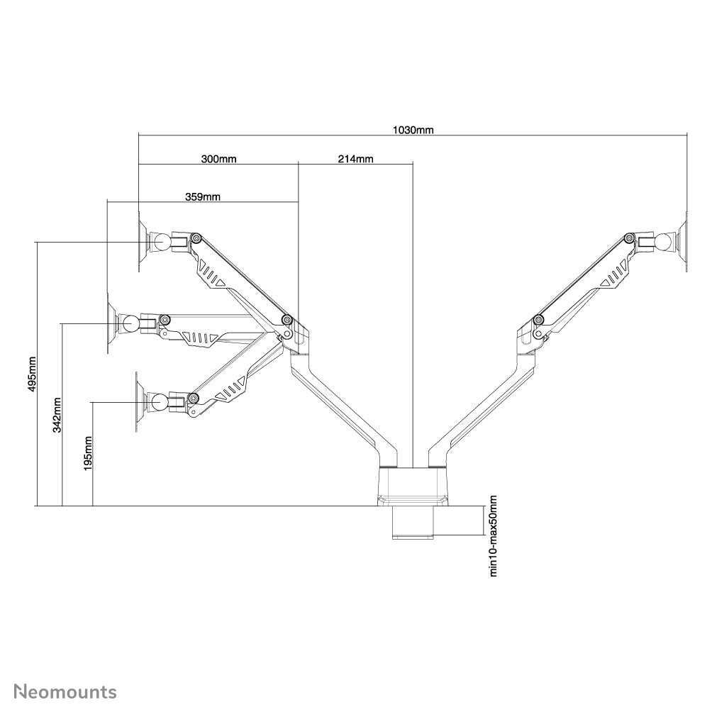 Neomounts Monitorarm, Tischklemme, Tischdurchführung, bis 32", Silber