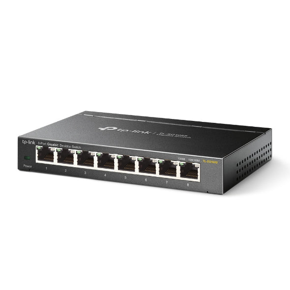 TP-Link TLSG108S – Switch – 8×GbE, Wandmontage, Schwarz