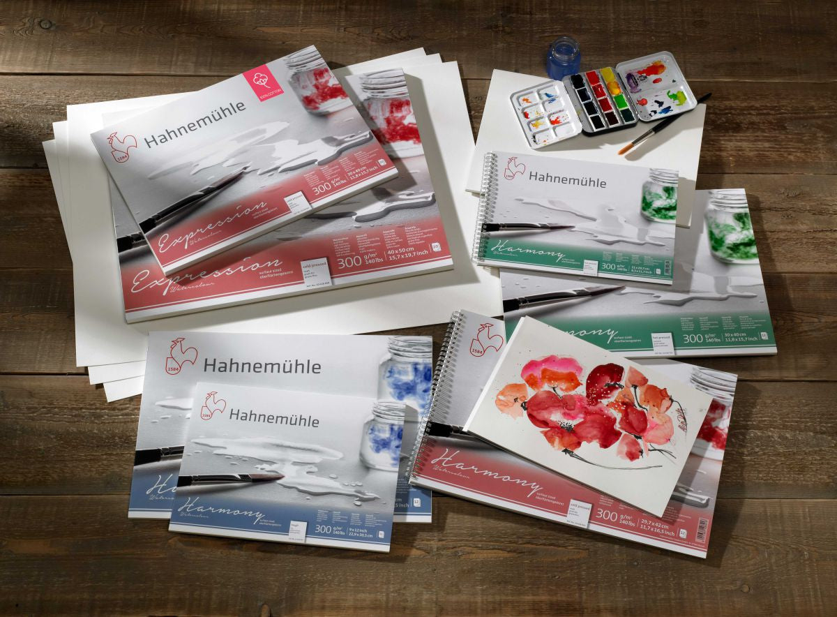 Hahnemühle Harmony Aquarellblock – A4 – 300 g/m² – 4-seitig geleimt – 12 Blatt, weiss, matt