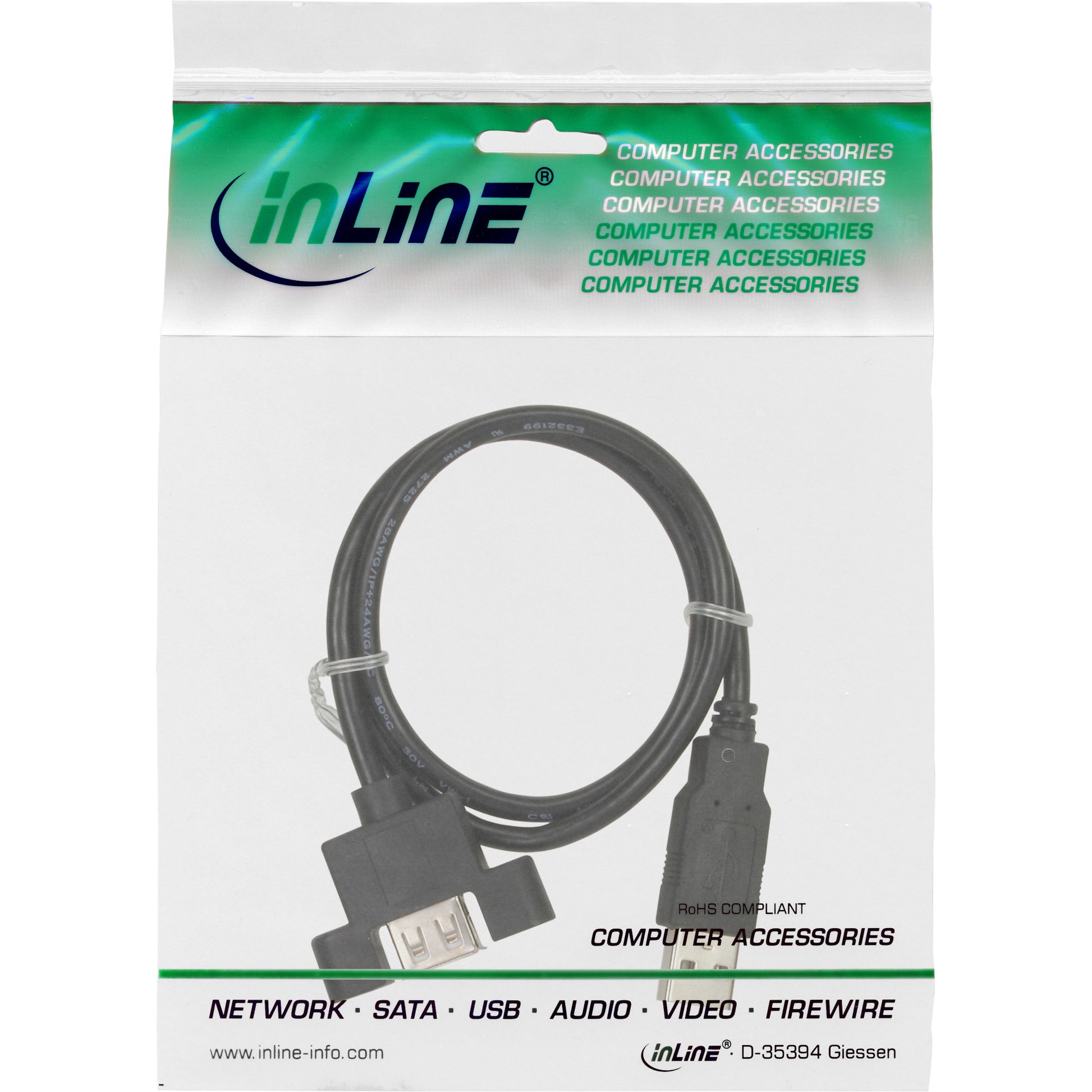 InLine USB-A Verlängerungskabel (Stecker auf Buchse) – USB 2.0 (480 Mbit/s) – 0,6 m – Schwarz