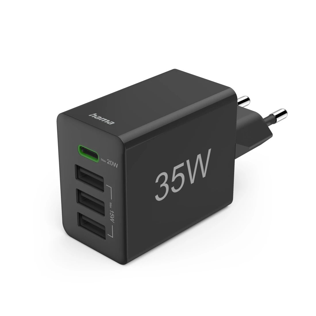 Hama 00201990 USB-Ladegerät 35 W – USB-C×1, USB-A×3 – PD 3.0, QC 3.0 – für Smartphones, Tablets u. a.