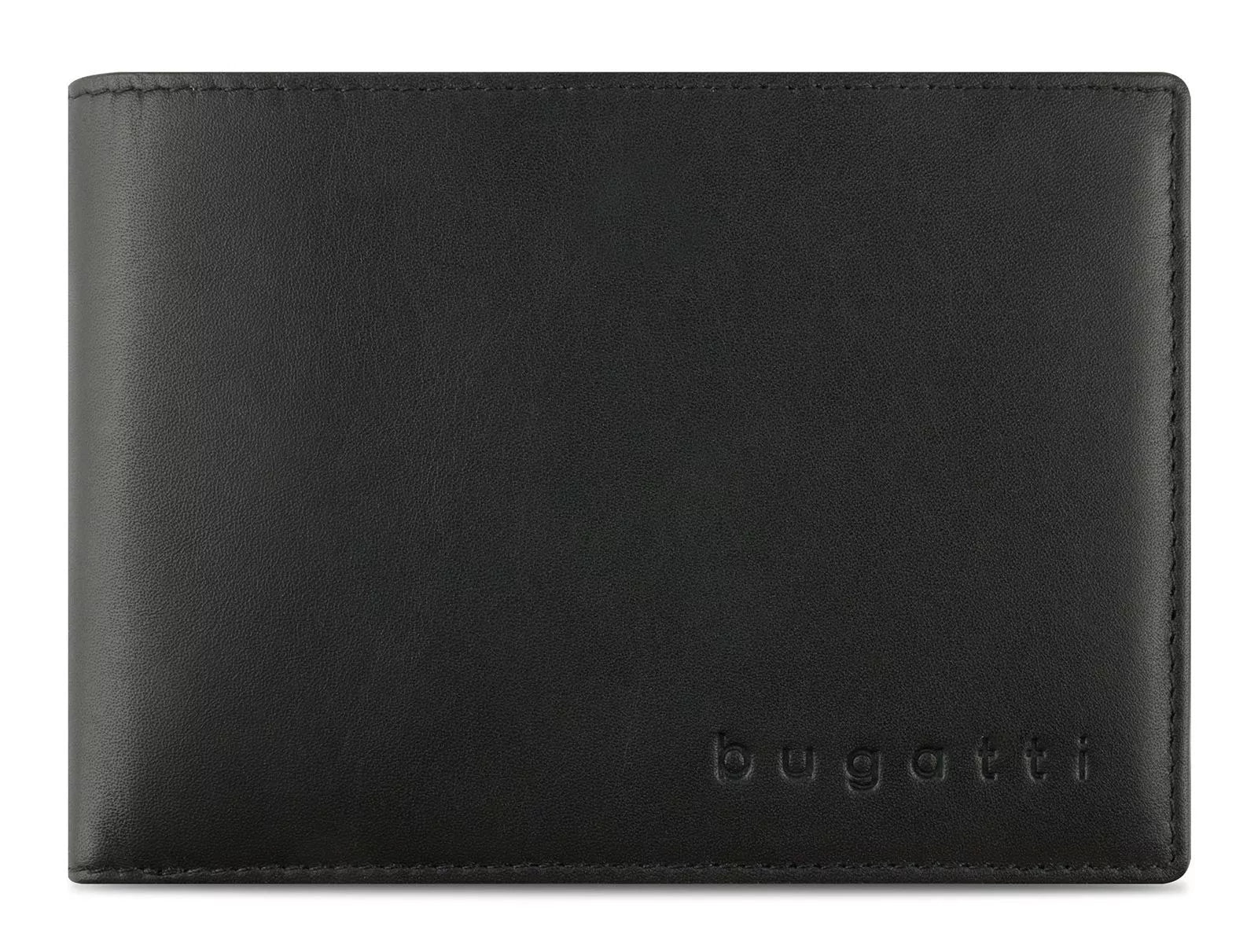 Bugatti cases Bugatti – Super Slim Portemonnaie – RFID-Schutz, Münzfach, Klappverschluss – 125×90×20 mm – Schwarz – Rindleder