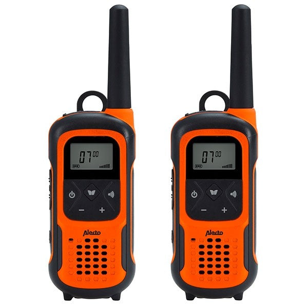 Alecto FR-300OE – Funkgerät, MURS, 16 Kanäle, 10 km Reichweite, IPX7, Schwarz, Orange