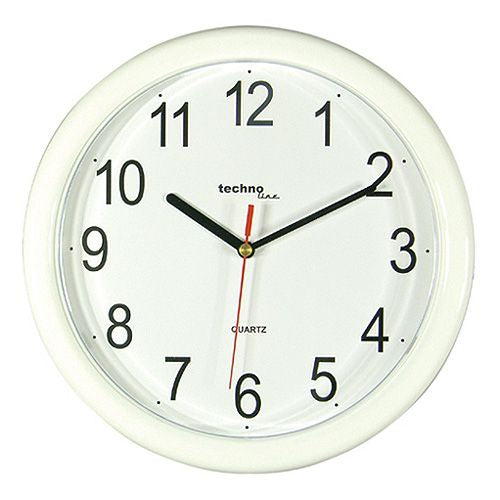 Technoline WT 600 Wanduhr – Funk, analog, Ø 25,0 cm, weiss, Kunststoff