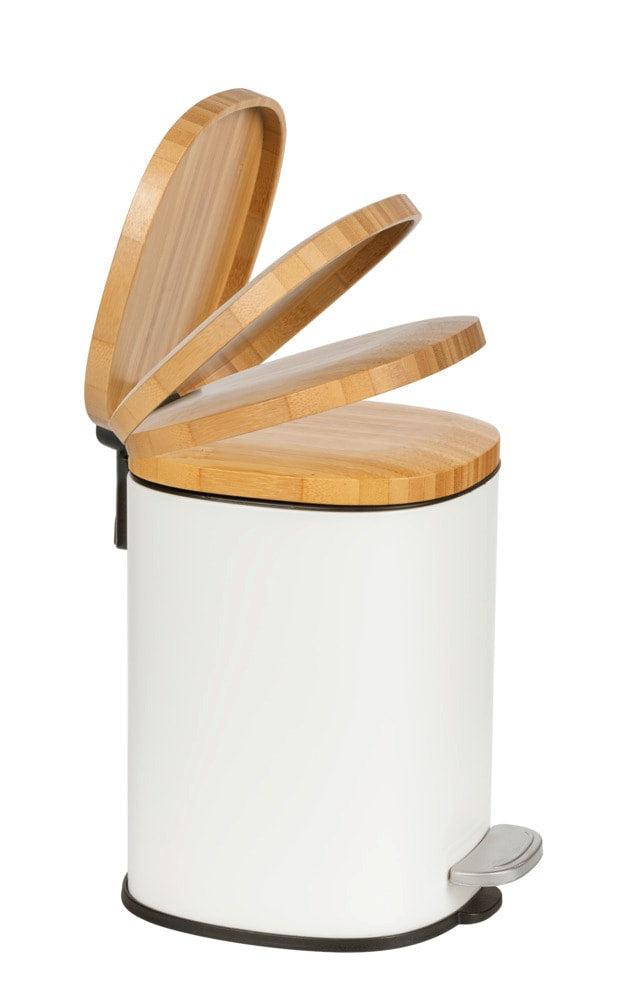 WENKO Treteimer Fianema – 3 l – Stahl, rund – weiss
