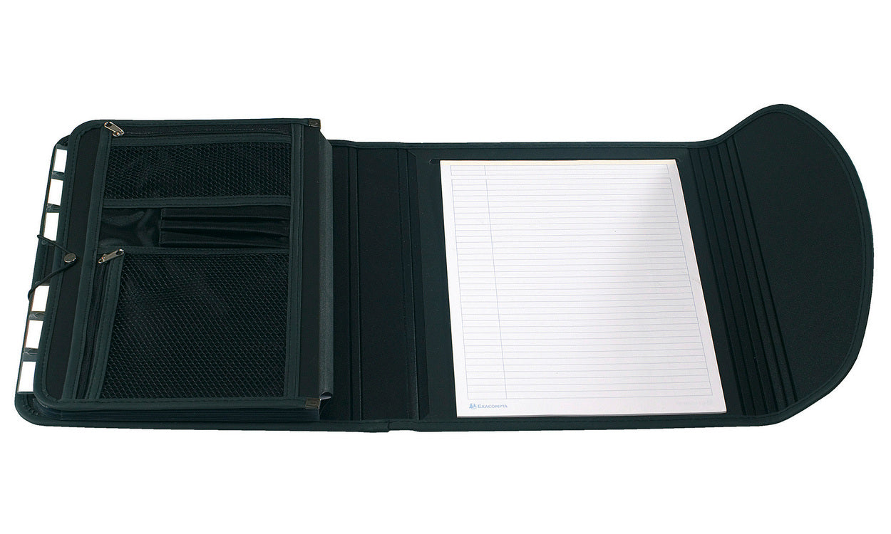 Exacompta Exafolio A4 Fächermappe – 6 Fächer, Polypropylen (PP), Schwarz, mit Schreibblockhalter, Laptopfach