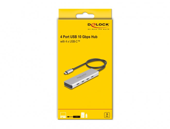 DeLOCK USB-Hub – 4× USB-C (10 Gbit/s), für Windows/Mac/ChromeOS