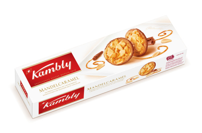 Kambly Mandelcaramel Guetzli – Karamellisierte Mandeln, Schweizer Milchschokolade – 100 g