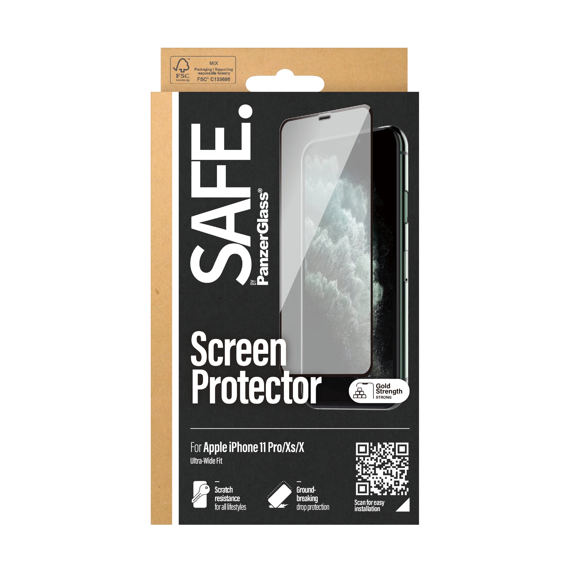 PanzerGlass SAFE. – Displayschutz (Panzerglas), Case Friendly – für iPhone X/Xs/11 Pro