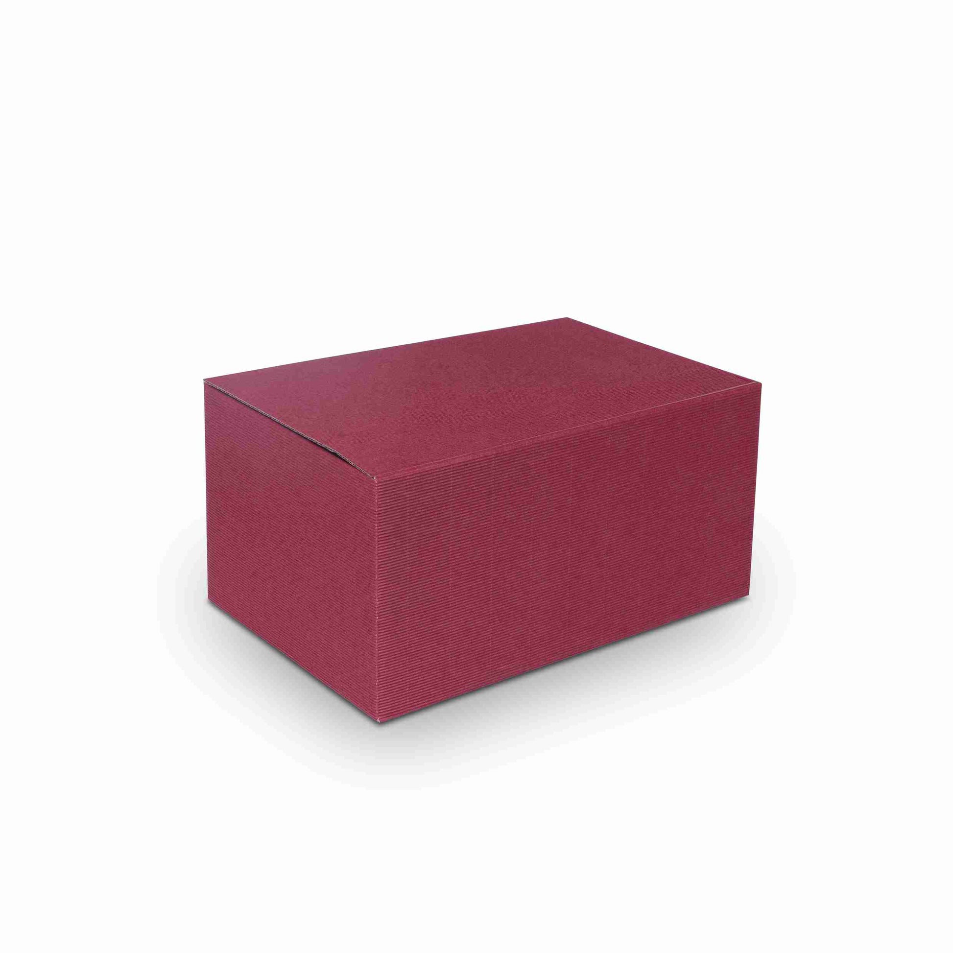 Model Weinpräsentkarton bordeaux – Innenmass 225 × 380 × 190 mm – für 6 Flaschen – 1 Palette (160 Stk.)