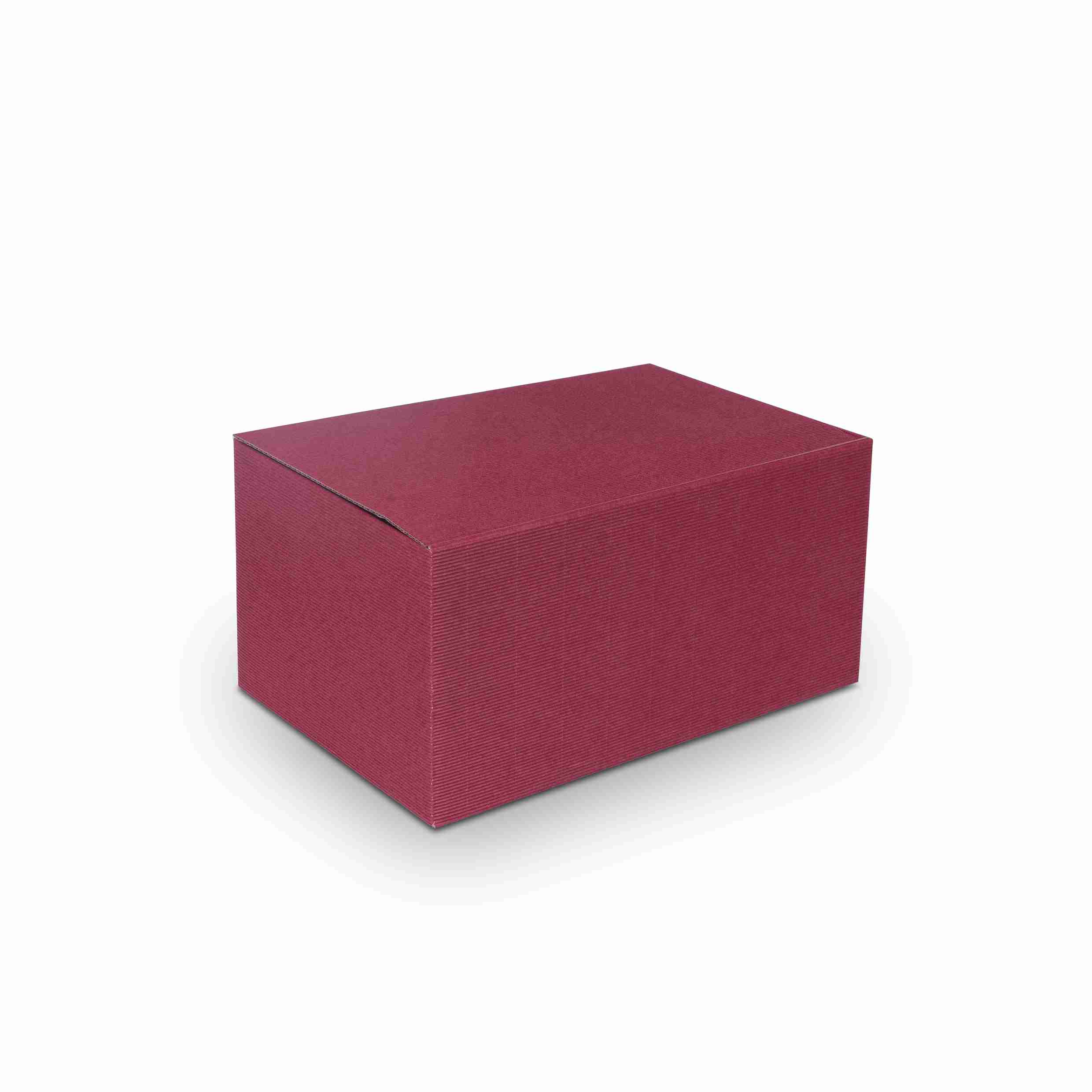 Model Weinpräsentkarton bordeaux – Innenmass 225 × 380 × 190 mm – für 6 Flaschen – 1 Palette (160 Stk.)