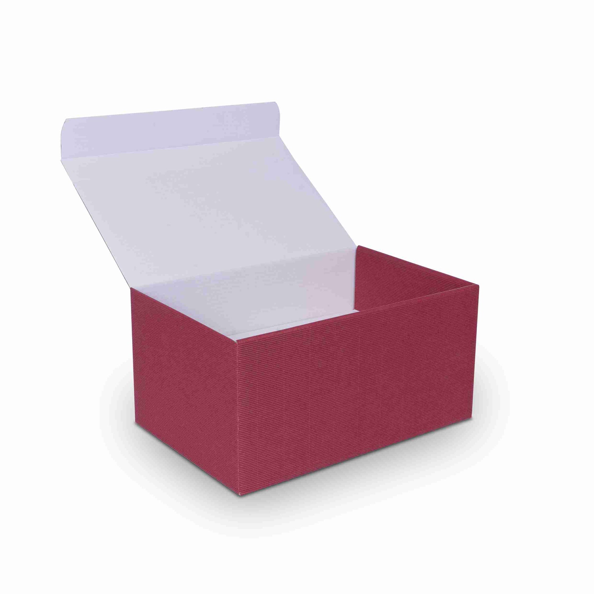 Model Weinpräsentkarton bordeaux – Innenmass 225 × 380 × 190 mm – für 6 Flaschen – 1 Palette (160 Stk.)