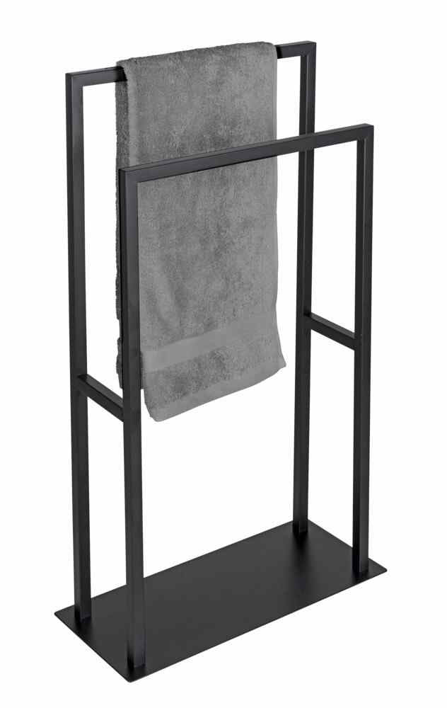 WENKO Handtuchständer Rivaltana – 46×20×80 cm, Edelstahl, freistehend, Schwarz