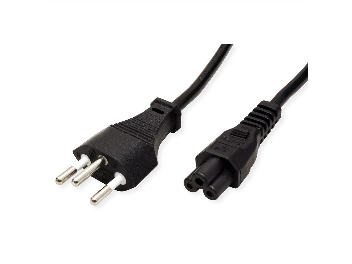 ROLINE Netzkabel – T12–IEC C5, 1,8 m, 250 V/2,5 A, schwarz