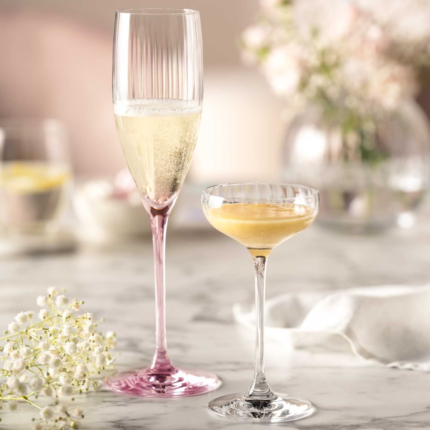 LEONARDO POESIA Sektglas – 0,25 l, Kristallglas, Rosa, Spülmaschinenfest, Bruchfest, 6 Stück