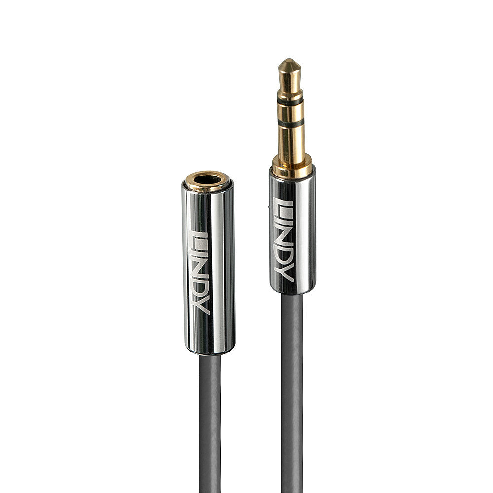 Lindy Audio-Verlängerungskabel 3,5 mm Klinke (Stecker) auf 3,5 mm Klinke (Buchse) – 0,5 m, 3-polig (TRS), anthrazit