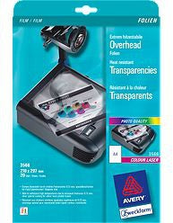 Avery Overheadfolie – für Farblaserdrucker, A4 (210 × 297 mm), 20 Blatt
