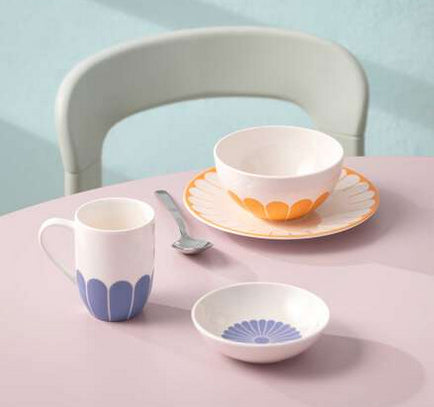 Villeroy & Boch Fleur bleu Kaffeebecher – 0,29 l, Porzellan, Blau, Henkel, 6 Stück
