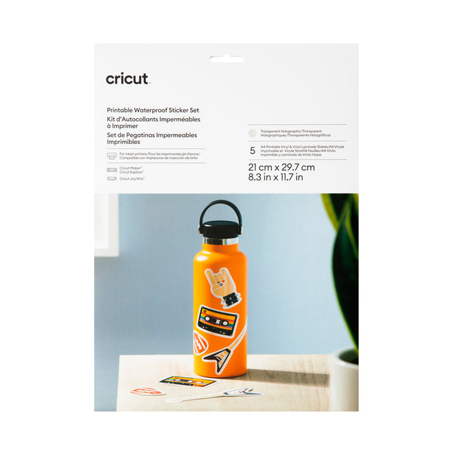 Cricut Stickerpapier – für Cricut Maker, Explore 3 und Joy Xtra – A4 – holo – Packung, 5 Stk.