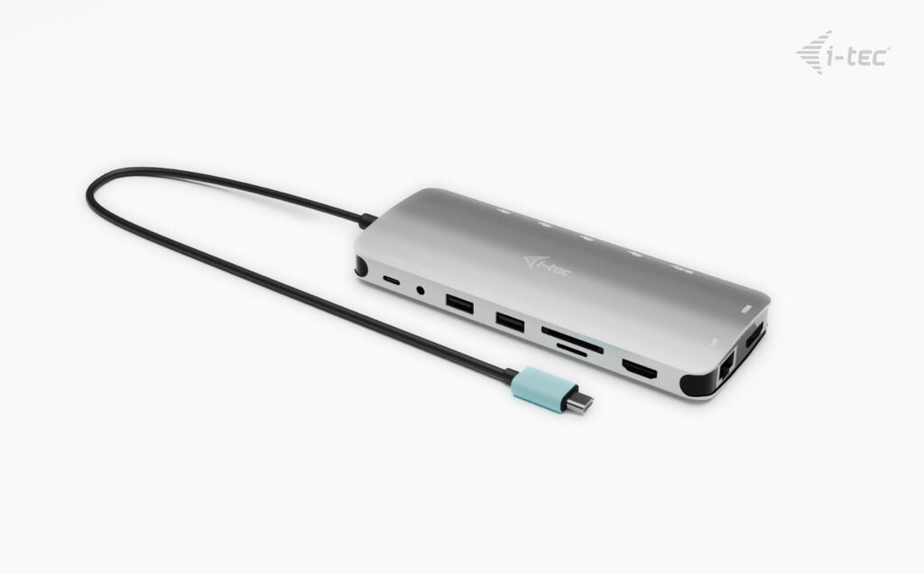 i-tec Metal Nano Dockingstation – USB-C, 2× HDMI, 1× USB-C (Video), 3× USB-A, 3× USB-C, 140 W PD, GbE