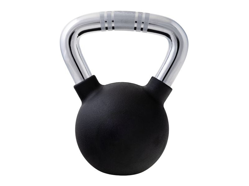 KOOR Kettlebell Standard, F02632, 16,0 cm × 16,0 cm × 24,5 cm, Vinyl, verchromt, Schwarz, 10 kg – 1 Stück