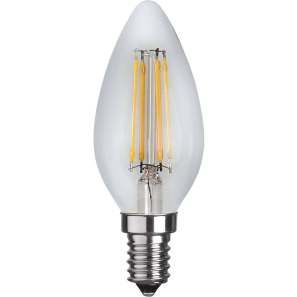 Star Trading LED-Leuchtmittel E14 Kerzenform – Warmweiss 2700 K, 470 lm, 4,2 W – IP44 – Transparent, Glas