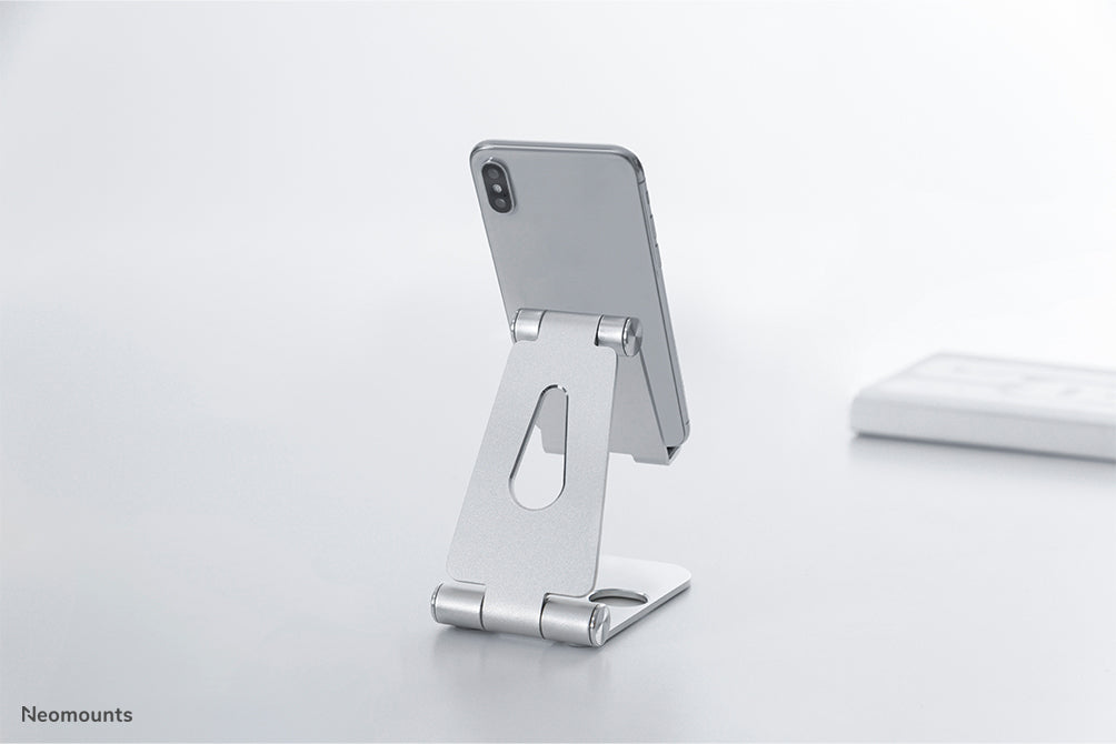 Neomounts Tischständer, faltbar, verstellbar – für Geräte bis 7" – Silber, Aluminium