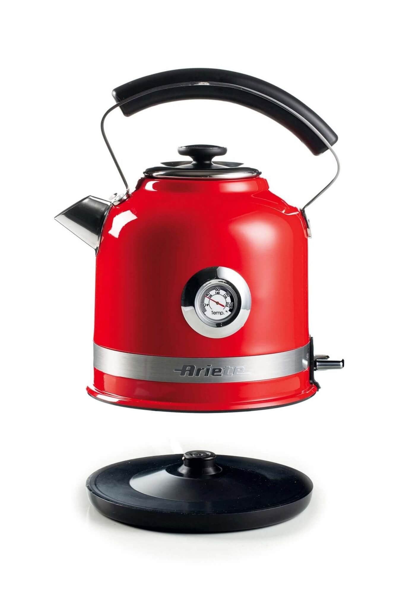 Ariete Wasserkocher – 1,5 l, Edelstahl, Rot, ARI-2854-MODERNA
