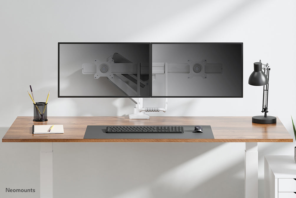 Neomounts DS75-450WH2 – Monitorarm, Dual, Tischklemme, bis 32", VESA 75 × 75/100 × 100 mm, 8 kg, weiss