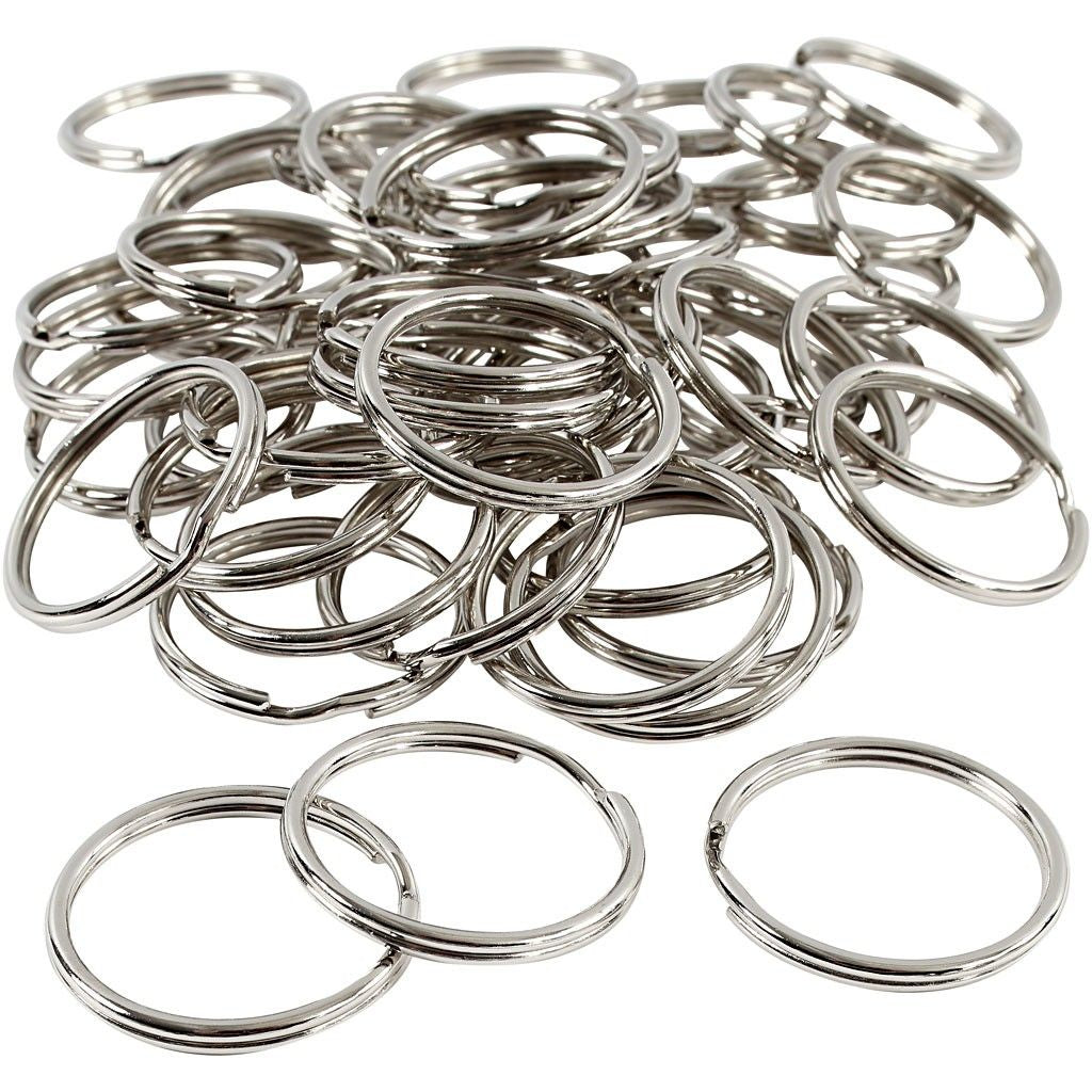 Creativ Company Schlüsselring – Spaltring, Metall, Silber, Ø 30 mm, 80er-Pack