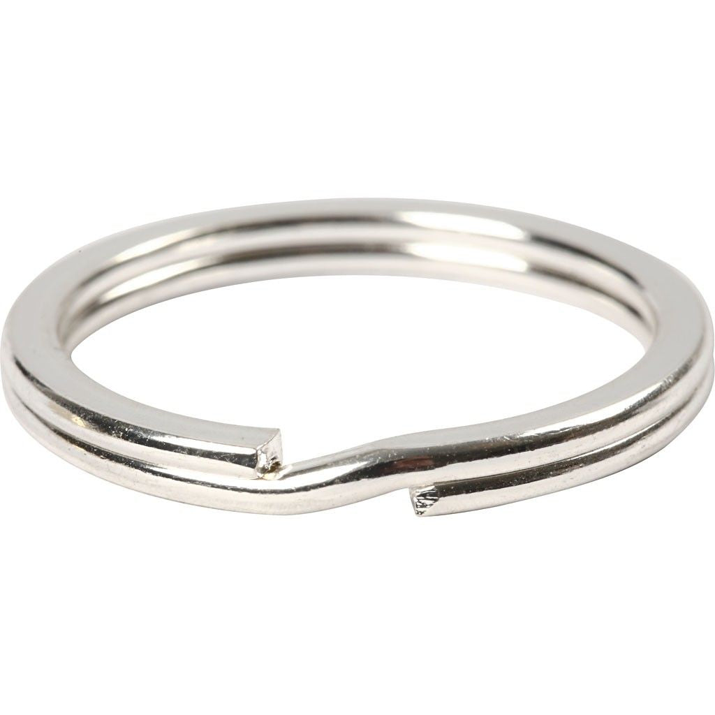 Creativ Company Schlüsselring – Spaltring, Eisen, Silber, Ø 28 mm, 4er-Pack